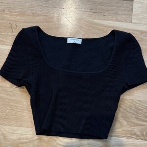 Babaton Black Ribbed Crop Top